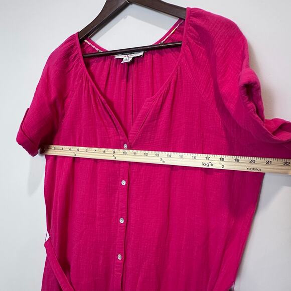 Tommy Bahama Coral Isle Belted Cotton Jumpsuit Crop Wide Leg Size Large - Picture 3 of 13